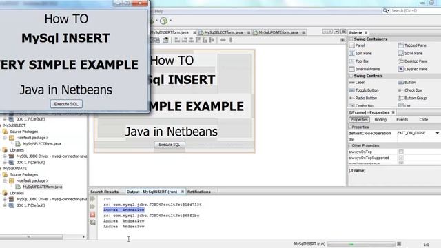 FREE code EXAMPLES JAVA MySql in NETBEANS (SELECT INSERT UPDATE DELETE)