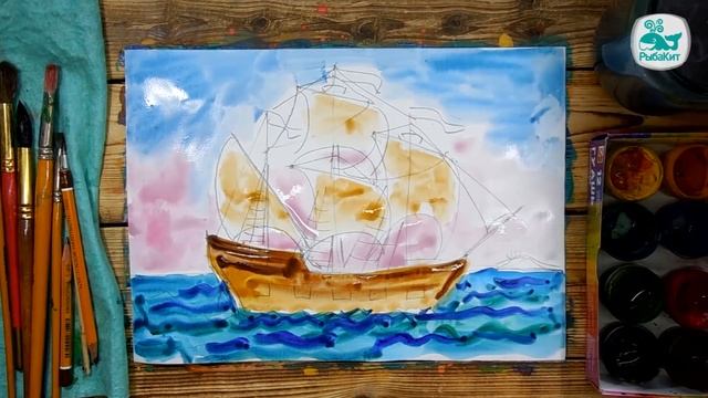 Как нарисовать Парусный Корабль. Урок рисования для детей от 4 лет, РыбаКит смотреть онлайн