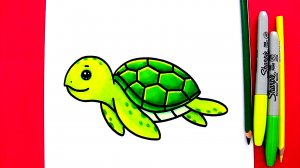 Как нарисовать морскую черепаху. Рисунки для детей.
