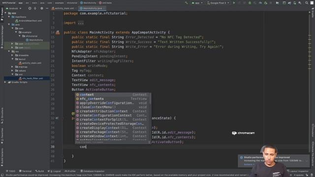 Creating an NFC reader and Writer App in Java, Android Studio