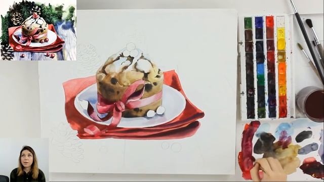 Мастер-класс по скетчингу «Рождественский кекс» | Как нарисовать кекс поэтапно смотреть онлайн