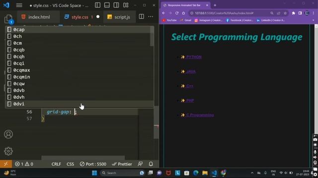 Responsive Animated Tab Bar using HTML, CSS & JS | Navigation Bar | Ashutosh Python