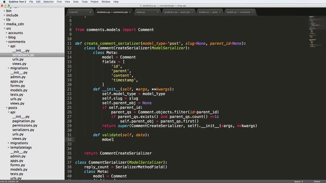 Blog API with Django Rest Framework 19 of 33 - Comment Create Serializer Function смотреть онлайн