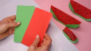 DIY Оригами АРБУЗ из бумаги своими руками. Простые летние поделки. Фрукты из бумаги
