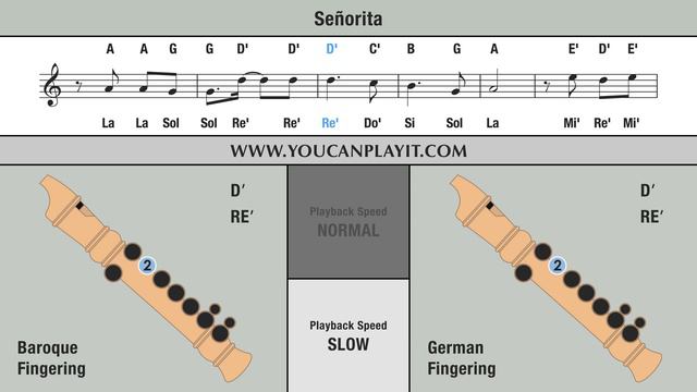 Señorita (Shawn Mendes & Camila Cabello) - Recorder Flute Tutorial смотреть онлайн