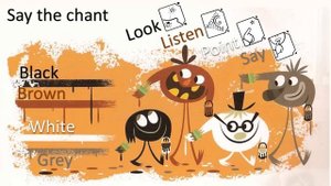 Chant. Black brown white grey