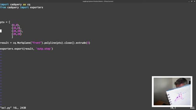 3D modelling in Python  - Code a 3D model from scratch using cadquery