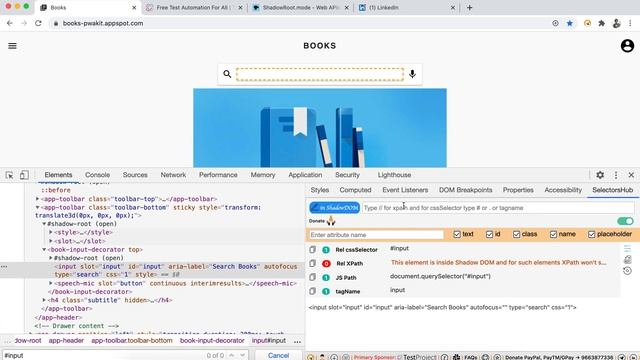 Learn to write selectors for shadow DOM elements: SelectorsHub