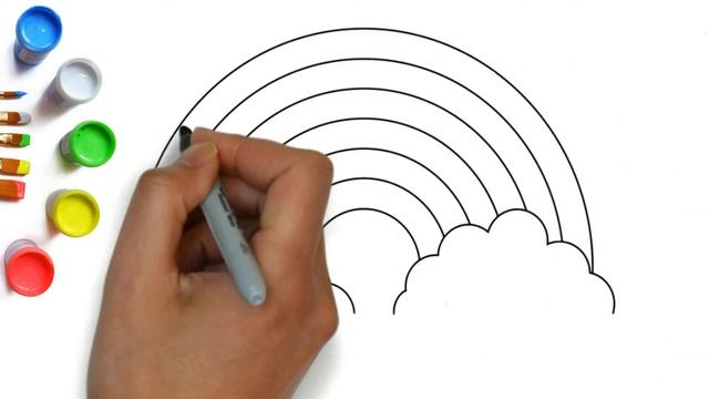 Как нарисовать красивую цветную радугу в облаках, самые лёгкие и простые рисунки для детей просто смотреть онлайн