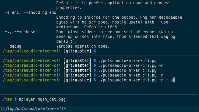 pulseaudio-mixer-cli, ncurses-based mixer for PulseAudio streams смотреть онлайн