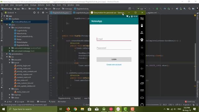 Android Studio 41 - Notes App with Firebase Part 5 - Send Email Verification FirebaseAuthentication