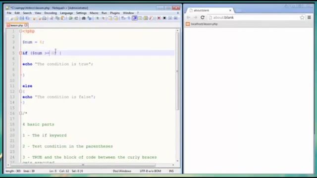 PHP Tutorial for Beginners 11 The IF else statement смотреть онлайн