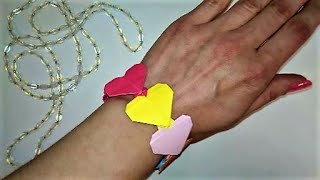 ОРИГАМИ БРАСЛЕТ "СЕРДЕЧКИ" из бумаги.