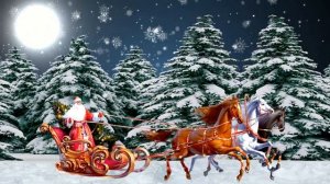 Футаж Дед Мороз на санях. Красивая заставка для видео монтажа