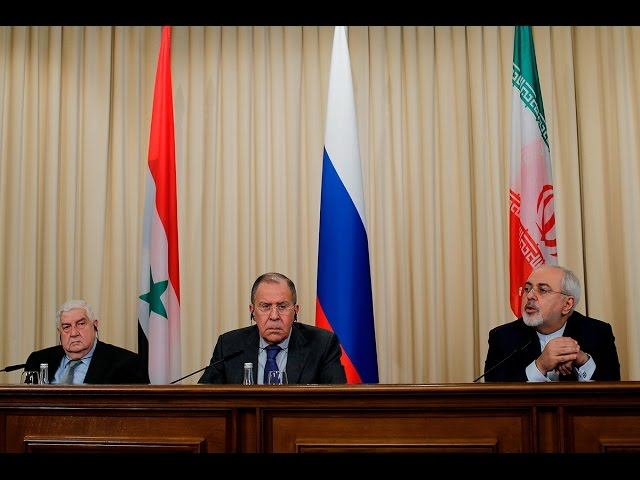 Пресс-конференция глав МИД России, Сирии и Ирана