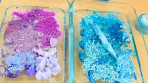 Purple vs Teal - Mixing Makeup Eyeshadow Into Slime! Special Series 94 Satisfying Slime Video