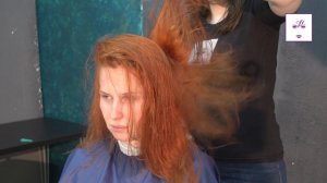 Тонирование волос в рыжий цвет с прикорневым мелированием