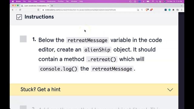 Learn How to Create Object Methods in JavaScript, Writing Object Methods In JavaScript on Codecadem