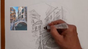 Как нарисовать городской пейзаж .Карандаш.How to draw a city landscape. Pencil.