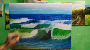 Как написать морской пейзаж маслом|море маслом для начинающих|как рисовать море маслом