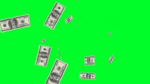 Футаж падающих денег(долларов - dollars) на зелёном фоне