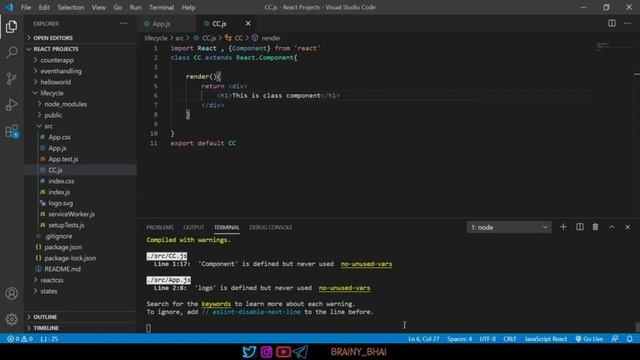 21. Class Components Life Cycle ll React Js Playlist 2022 ll Brainy Bhai