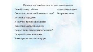 Русский язык. "Виды предложений по цели высказывания". 2 класс