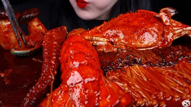 ASMR SPICY SEAFOOD, 해물찜 먹방, SPICY ENOKI MUSHROOM, LOBSTER, CRAB, 매운 버섯, 문어, OCTOPUS, ABALONE MUKBAN