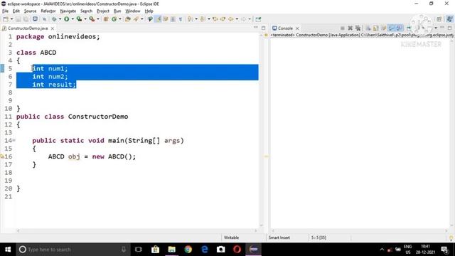 Constructors in Java  (default & parameterized) in Tamil