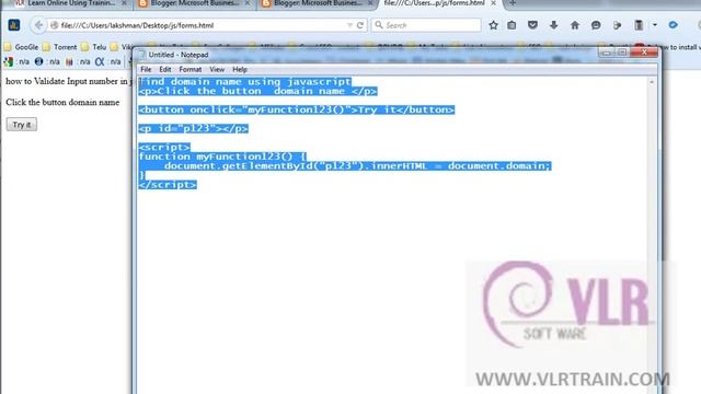 Find Domain name using JavaScript--English 61-vlr training