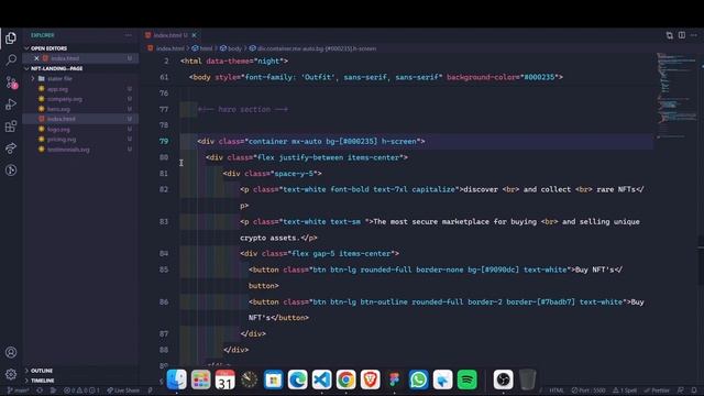 How to Create a Responsive Nft Landing Page with HTML and Tailwind CSS part-01