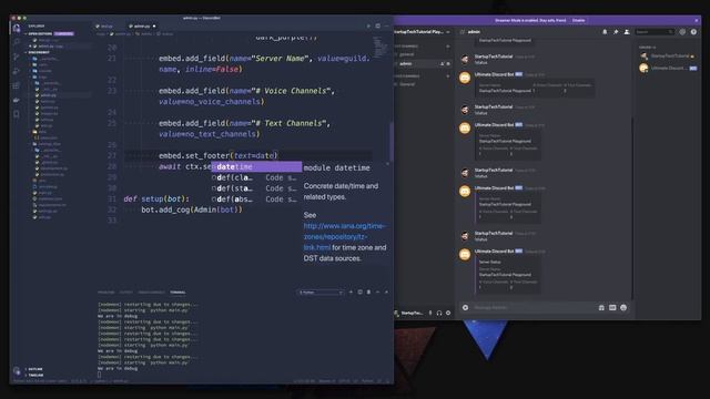 ULTIMATE DISCORD BOT - Episode 13 - Discordpy Embed implementation and our admin cog