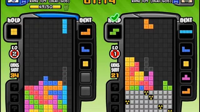 Tetris Battle (Facebook) - Ranking up to Rank 110! (Battle 2P) смотреть онлайн