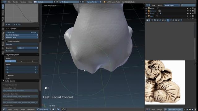 Скульптинг слона в Blender [без озвучки]. Часть 2. Dyntopo.