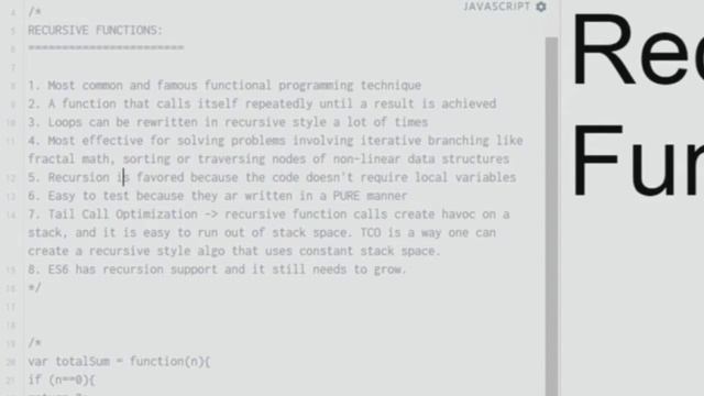 Functional JavaScript Programming 5 - Recursive Functions  (WITH EXAMPLE)