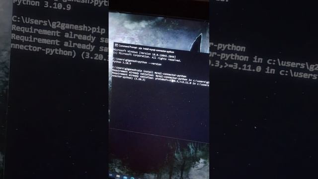 pip install MySQL data base connector python in my computer command line #g2ganesh #pythonlearning