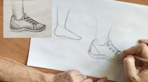 Как нарисовать ногу в кроссовке карандашом