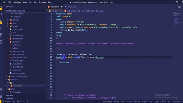 JavaScript - Exercises, Practice, Solution 05 window print