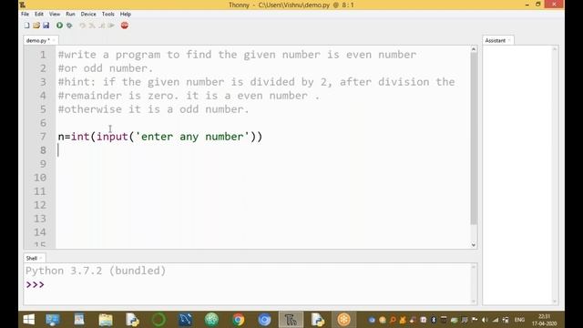 To Find The Given Number is Even or Odd Number in Python | Python Interview Qquestions