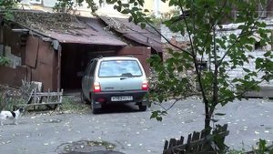 Женщина на Оке заезжает в гараж