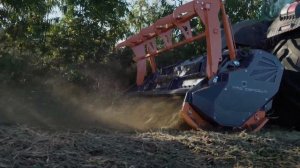 Лесной мульчер TMC Cancela TFT-250 на тракторе  Fendt 936 на расчистке территории.