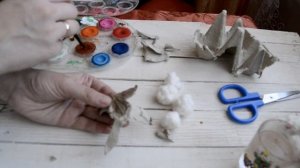 Мастер-класс. Семенная коробочка хлопка своими руками из картонной коробки от яиц и ваты.