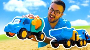 Моя Песочница — Играем в разные машинки!  Развивающие игрушки и куличики из песка