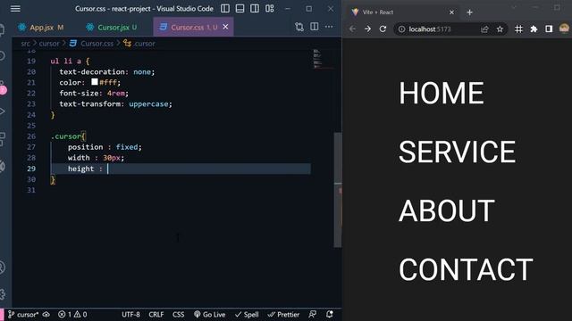 React JS project, change your website cursor. React JS for beginners, 2023