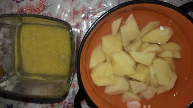 Суп с пшеном и яйцом на курином бульоне