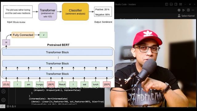 Flow of raw input-text through pretrained BERT Model during FineTuning of Transformers смотреть онлайн