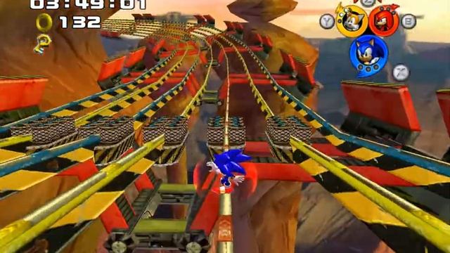 Sonic Heroes level 7 Rail Canyon. Прохождение. Седьмой уровень. Соник Бум, мультик игра для детей.