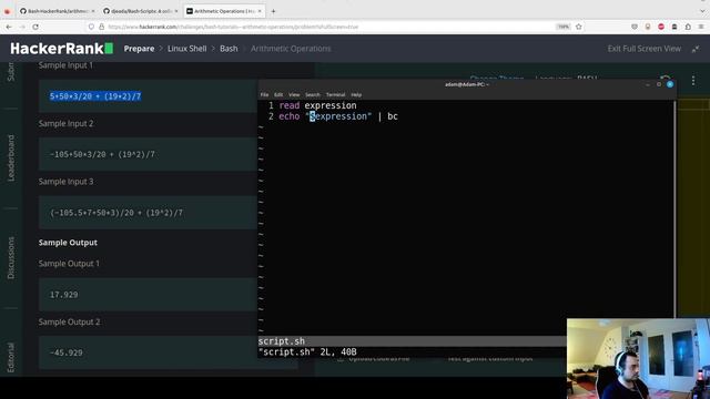 BASH from beginner to advanced: Solutions to Hackerrank Challenges - Episode 4: Arithmetic Operatio