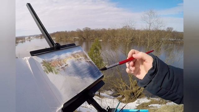 Весенний пленэр на реке #watercolor #пленэр #весна #акварель #pleinair