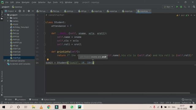 __init__() constructor in python (OOPS) | Python Tutorials for Beginners in Hindi | Part-54 |#Pytho
